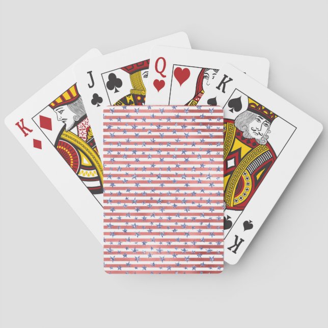Jeu De Cartes Rouge Blanc Parties scintillant Bleu Étoiles Rayur (dos)