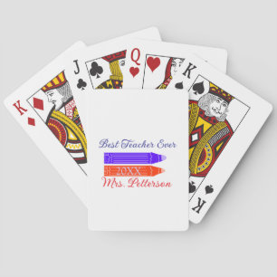 Jeu De Cartes Rouge bleu crayons meilleur enseignant jamais ajou