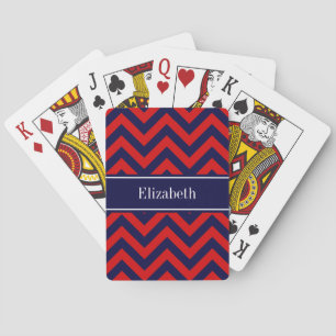 Jeu De Cartes Rouge, Bleu Marine LG Chevron Bleu Marine Monogram