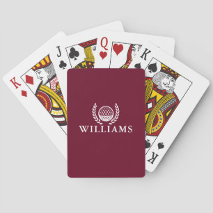 Jeu De Cartes Rouge Bourgogne Classique Monogramme Nom Personnal