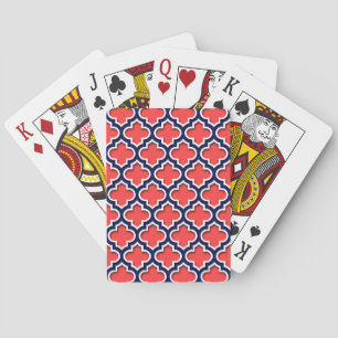 Jeu De Cartes Rouge de corail, Marocain blanc Quatrefoil #5DS de