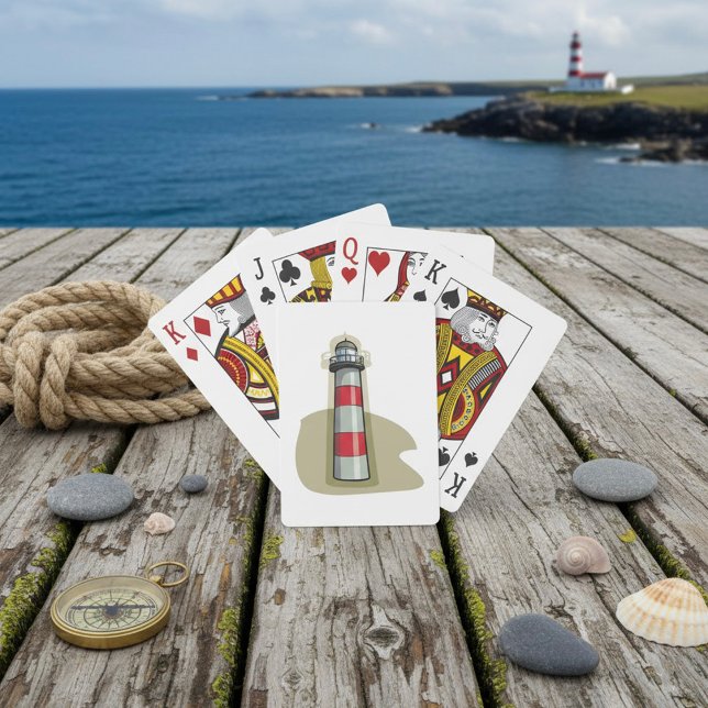 Jeu De Cartes Rouge Et Blanc Phare Jouer Cartes (Créateur téléchargé)