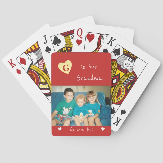 Jeu De Cartes Rouge et jaune avec photo et nom (dos)