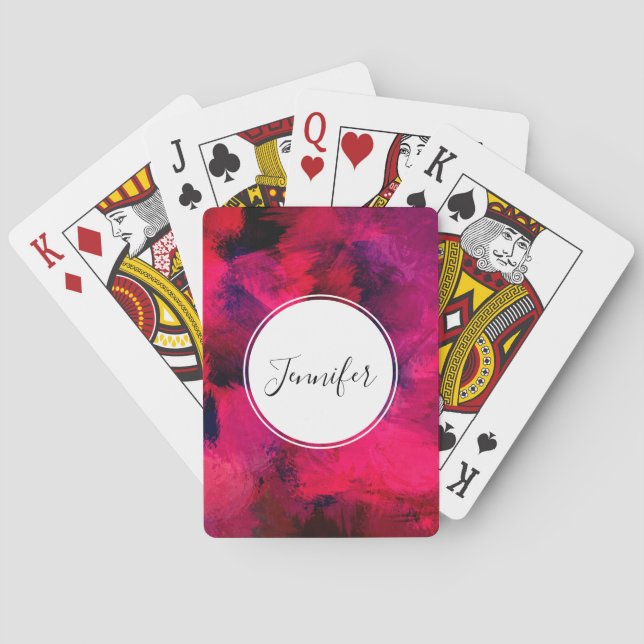 Jeu De Cartes Rouge foncé et violet Gras & Abstrait moderne (dos)