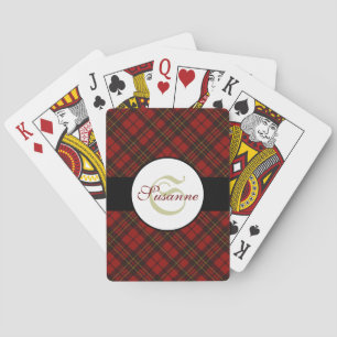 Jeu De Cartes Rouge tartan Noël plaid hiver motif Monogramme