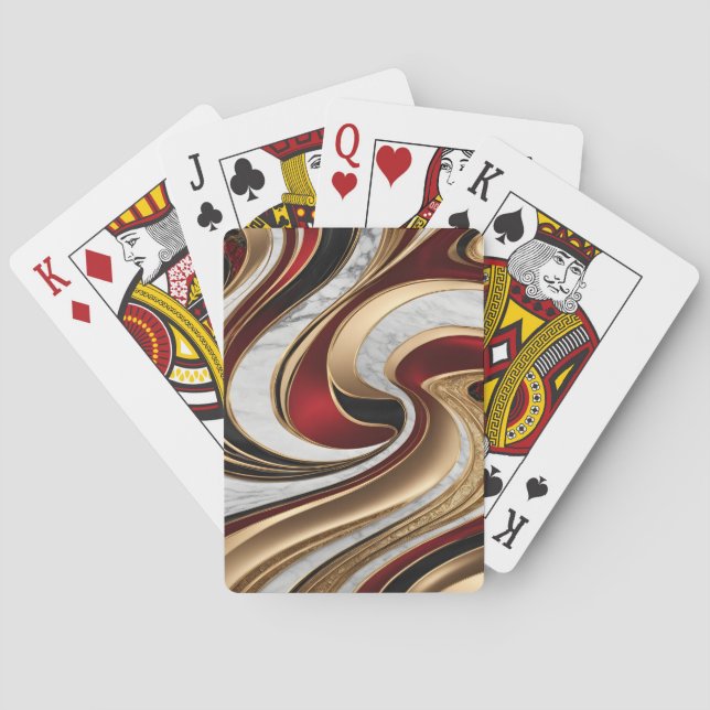 Jeu De Cartes Rouges en or et Marbre blanc (dos)