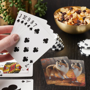 Jeu De Cartes Rough Collie dans l'automne Leaves automne Inspire