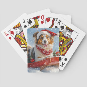 Jeu De Cartes Rough Collie Dog in Sledge Let Snow Christmas