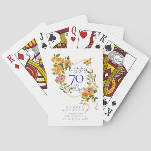 Jeu De Cartes Ruban de rose dorée 70e anniversaire