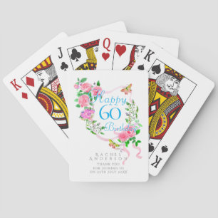 Jeu De Cartes Ruban de rose rose 60 ans
