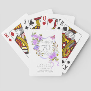 Jeu De Cartes Ruban de rose violette 70e anniversaire