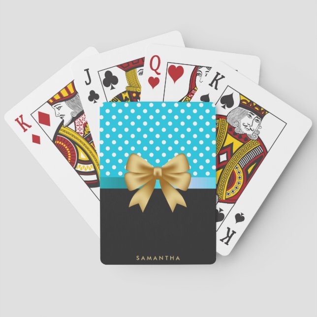 Jeu De Cartes Ruban d'or et Pois (dos)