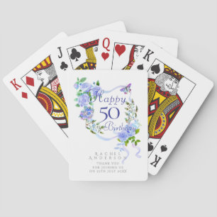 Jeu De Cartes Ruban Rose Bleu 50e Anniversaire