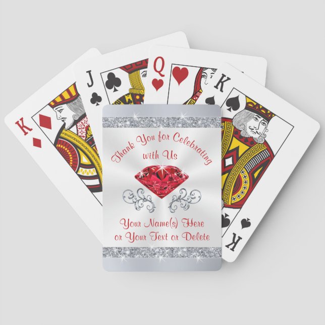 Jeu De Cartes Ruby Anniversaire Merci Jouer Carte Faveurs (dos)