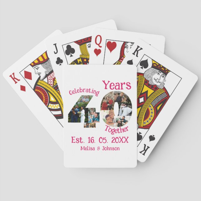 Jeu De Cartes Ruby Red 40th Mariage Anniversary 11 Photo Collage (dos)