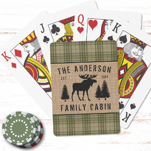 Jeu De Cartes Russe Cabine de famille Moose Pine Green Plaid Bur