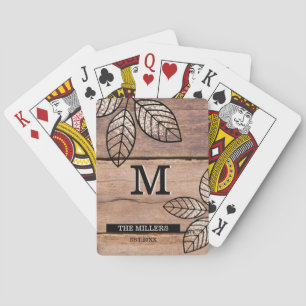 Jeu De Cartes Rustic Barn Nom de famille du bois Monogramme