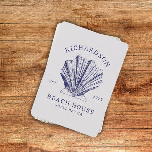 Jeu De Cartes Rustic Beach House Nom de famille Shell   bleu mar