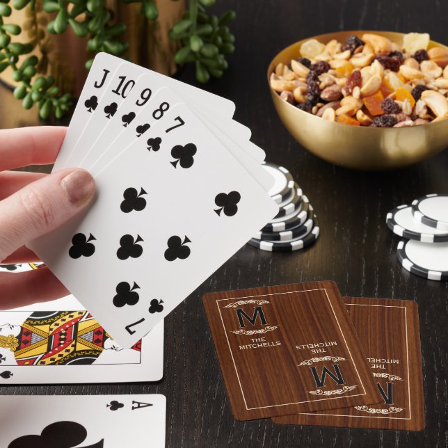 Jeu De Cartes Rustic Classy Style Country Motif de grain de bois (In Situ)