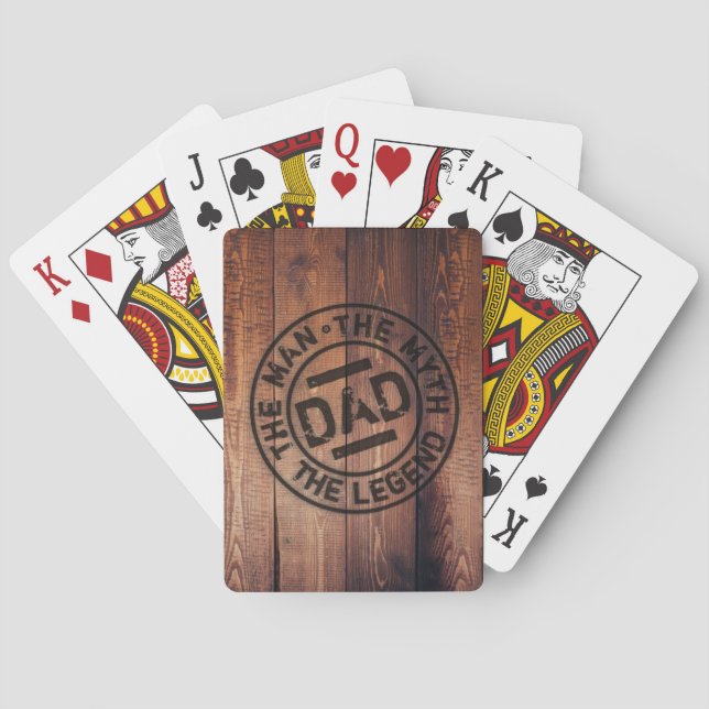Jeu De Cartes Rustique Papa L'Homme Mythe Légende Bois Pyrograph (dos)