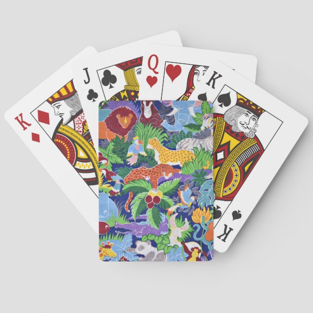 Jeu De Cartes Safari, animaux sauvages colorés, (dos)