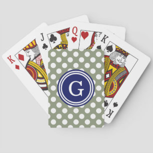 Jeu De Cartes Sage Green Marine Bleu Blancs Pois 1IR