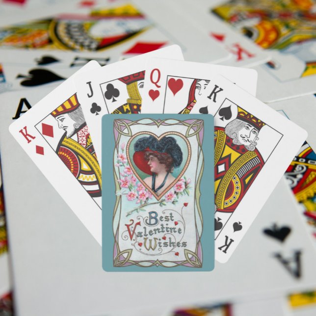 Jeu De Cartes Saint Valentin vintage, une femme élégante dans un (Créateur téléchargé)