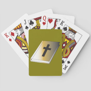 Jeu De Cartes Sainte Bible dorée avec croix noire religieuse