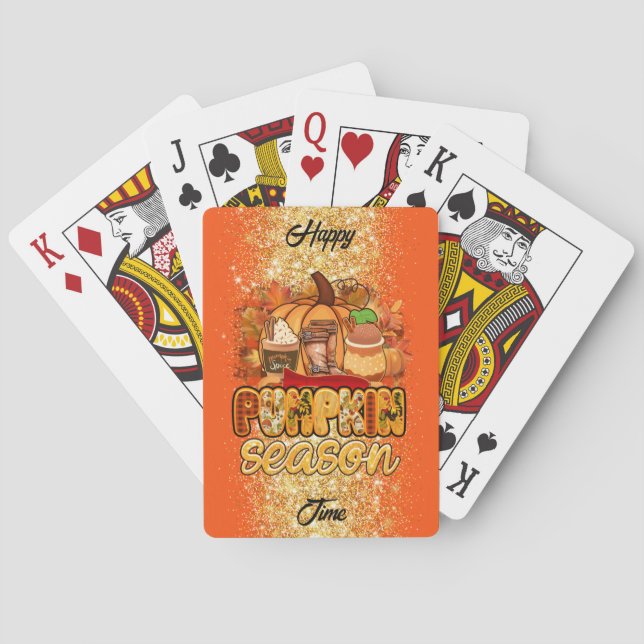 Jeu De Cartes Saison citrouille Personnaliser d'automne Texte et (dos)