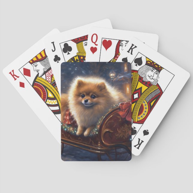 Jeu De Cartes Saison de Noël Poméranienne brossé (dos)