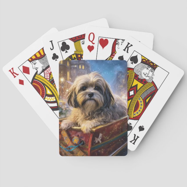 Jeu De Cartes Saison Festive de Noël de Lhasa Apso (dos)
