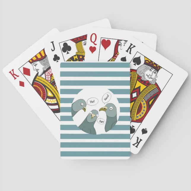 Jeu De Cartes Salutations Drôle De Pigeon Avec Des Bleues (dos)