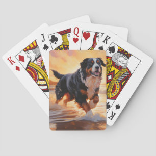 Jeu De Cartes Sandy Paws Bernese Mountain Dog on Beach Sunset