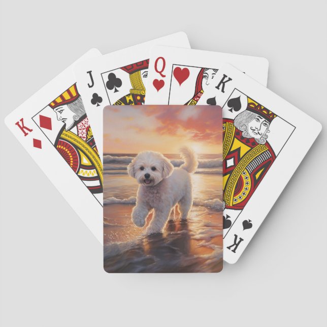 Jeu De Cartes Sandy Paws Bichon Frise Dog sur Beach Sunset (dos)