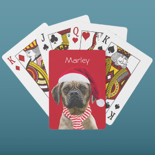 Jeu De Cartes Santa Hat et Écharpe avec photo Chien de Noël
