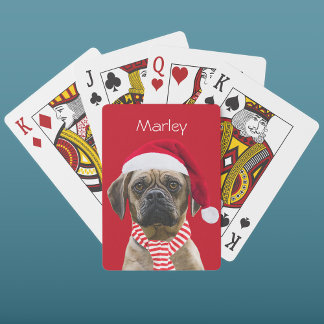 Jeu De Cartes Santa Hat et Écharpe avec photo Chien de Noël