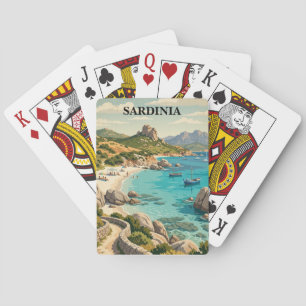 Jeu De Cartes Sardaigne Italie Méditerranée Paysage Vintage