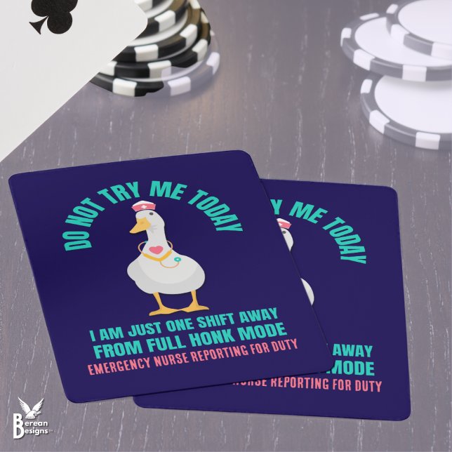 Jeu De Cartes Sassy Goose NE M'ESSAYEZ PAS AUJOURD'HUI infirmièr (Sassy GOOSE NURSE Playing Cards with CUSTOMIZABLE TEXT.)