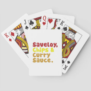 Jeu De Cartes Saveloy, chips & Curry Sauce.