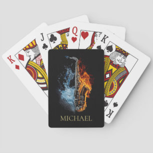 Jeu De Cartes Saxophone Musicien Luxe Feu & Eau Personnalisé