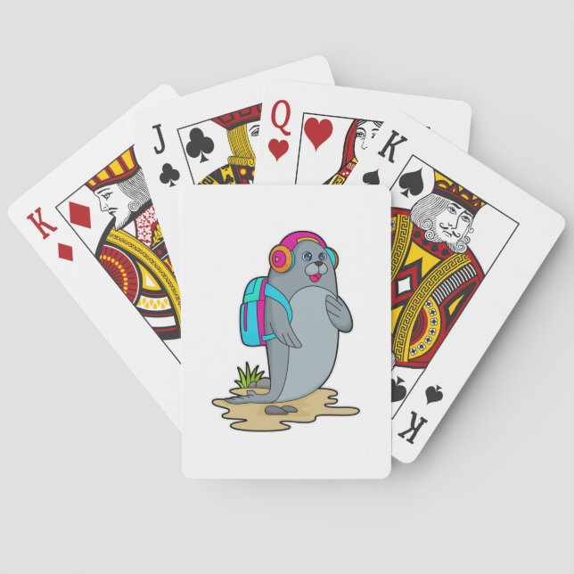 Jeu De Cartes Sceller comme randonneur avec sac à dos (dos)