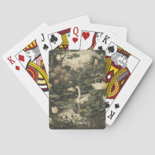 Jeu De Cartes Scène botanique d'un cygne blanc dans une rivière 