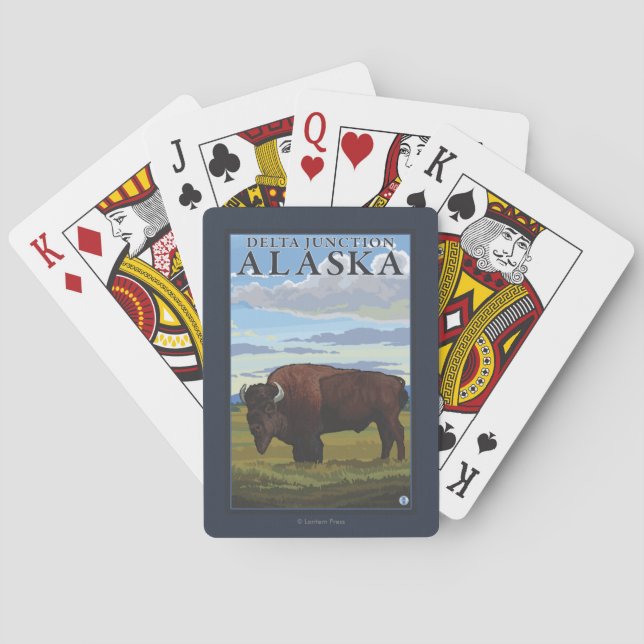 Jeu De Cartes Scène de bison - jonction de delta, Alaska (dos)
