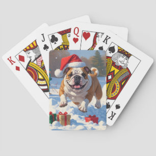 Jeu De Cartes Scène de neige festive de Noël Bulldog
