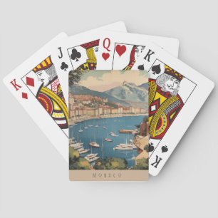 Jeu De Cartes Scène de voyage vintage à Monaco avec texte person