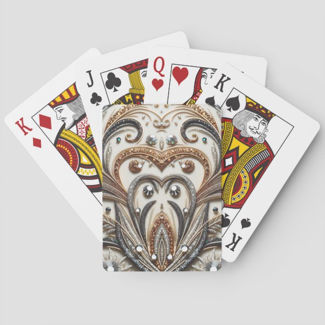 Jeu De Cartes Schéma floral brillant avec pierre de gemme (dos)