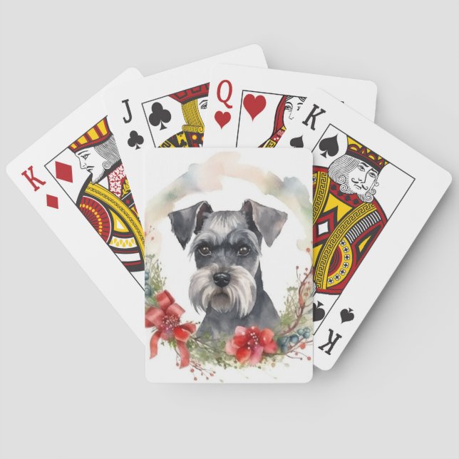 Jeu De Cartes Schnauzer Christmas Wreath Festive Pup (dos)