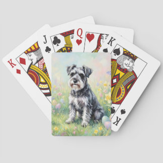 Jeu De Cartes Schnauzer fantaisiste avec œufs de Pâques