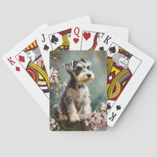 Jeu De Cartes Schnauzer Puppy Spring Cherry Blossoms