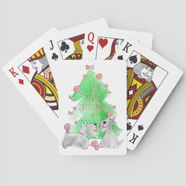 Jeu De Cartes Scotties de Noël (dos)